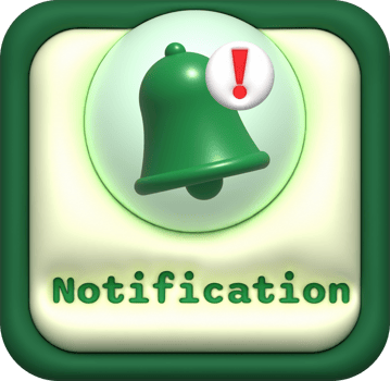 illustration. 3D  Message button with notification bell. png