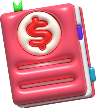illustration 3D , book with cover in the shape of a dollar financial record book png