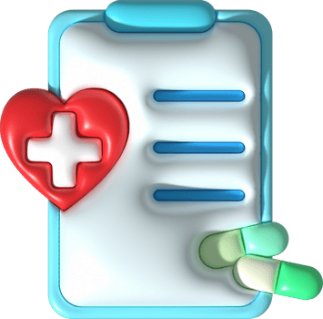 illustration 3D of a heart memo board and medicine details png