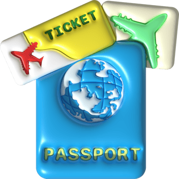 illustration 3D of passport book and travel ticket Identification Document png