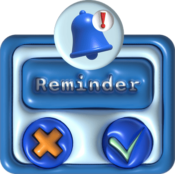 illustration 3D  pop-up window with notification bell png