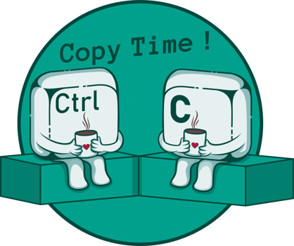 Copy Time, Coffee Typography Quote Design for T-Shirt, Mug, Poster or Other Merchandise. png