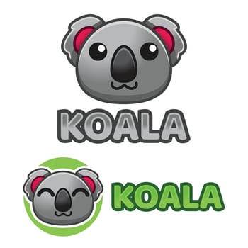 Cute Kawaii head koala Mascot Cartoon Logo Design Icon Illustration Character vector art. for every category of business, company, brand like pet shop, product, label, team, badge, label