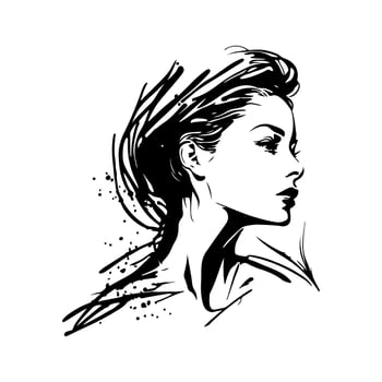 Elegant woman's portrait with hand-drawn detailing. Vector illustration ideal for beauty, fashion, photography, cosmetics, and related designs.