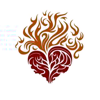 Fiery tribal heart vector illustration on white background. Perfect for tattoo, t-shirt print, and other artistic designs that need a bold, passionate element.