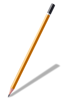 Yellow pencil isolated on transparent background. Stationery png