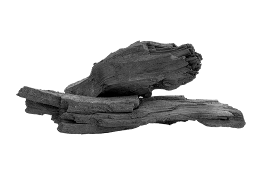 Black charcoal isolated on transparent background.png png