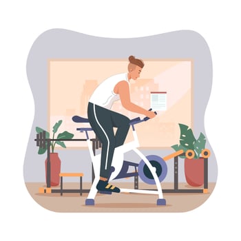 Man exercising at gym vector