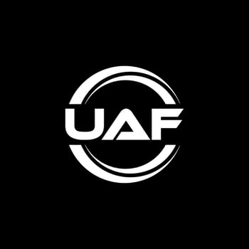 UAF letter logo design in illustration. Vector logo, calligraphy designs for logo, Poster, Invitation, etc.