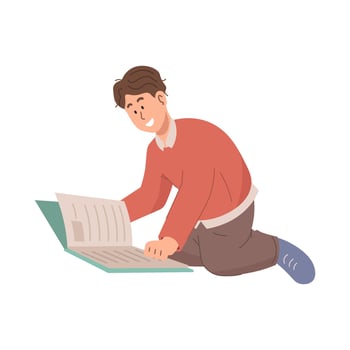 Boy reading a book vector