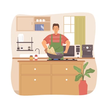 Man cooking in the kitchen vector