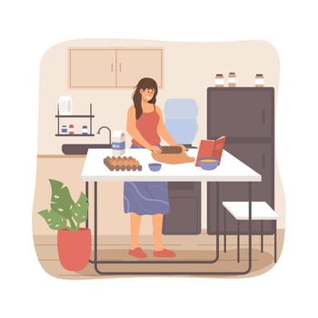Woman cooking in the kitchen vector