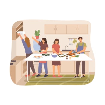 People cooking in the kitchen vector