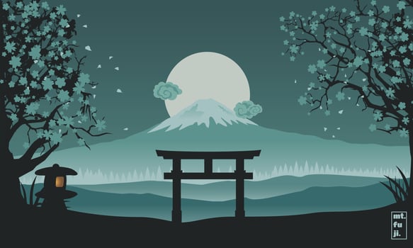Mt.Fuji at night vector