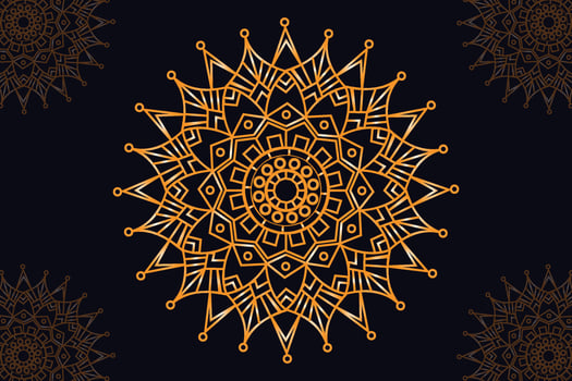 mandala vector design with black background. Seamless mandala pattern with black background. Golden mandala with black background