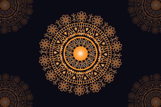 mandala vector design with black background. Seamless mandala pattern with black background. Golden mandala with black background