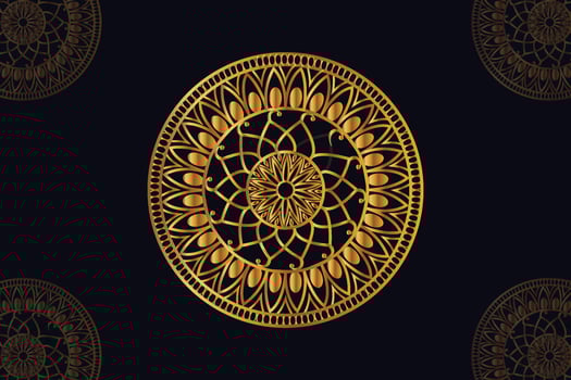 mandala vector design with black background. Seamless mandala pattern with black background. Golden mandala with black background