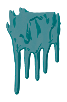 Green, bluish-green with pigments flowing down, isolated on transparent background, close-up. png