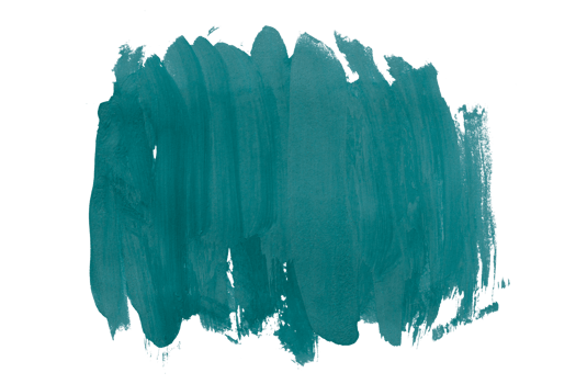 Turquoise paintbrush isolated on transparent background. deep lake green brush, png