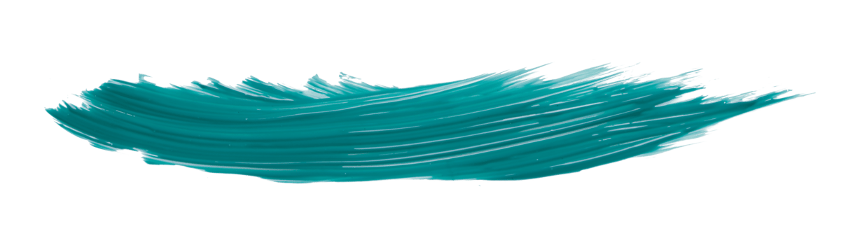 Turquoise paintbrush isolated on transparent background. deep lake green brush, png