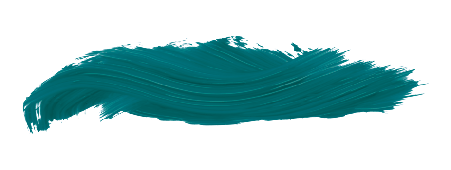 Turquoise paintbrush isolated on transparent background. deep lake green brush, png