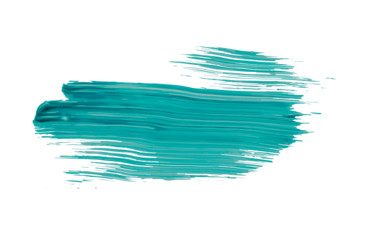 Turquoise paintbrush isolated on transparent background. deep lake green brush, png