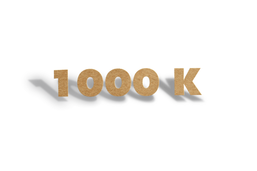 1000 k subscribers celebration greeting Number with hard card cutted design png