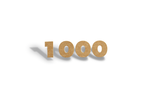1000 subscribers celebration greeting Number with hard card cutted design png