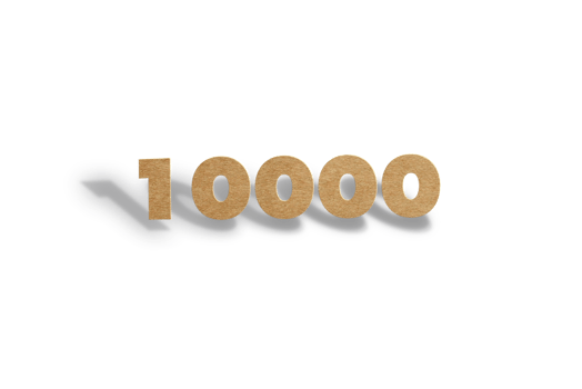 10000 subscribers celebration greeting Number with hard card cutted design png
