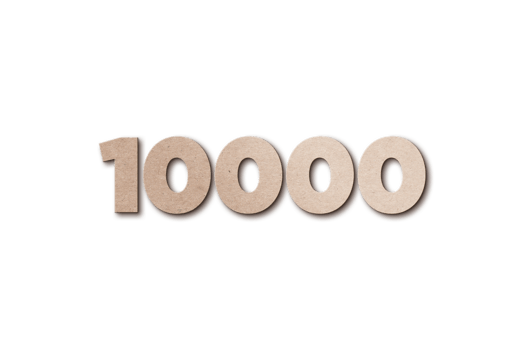 10000 subscribers celebration greeting Number with card board design png