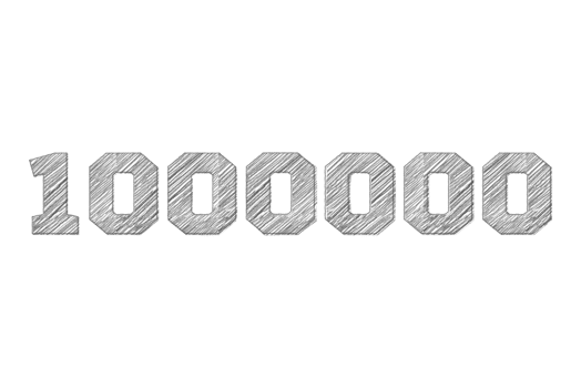 1000000 subscribers celebration greeting Number with pencil sketch design png