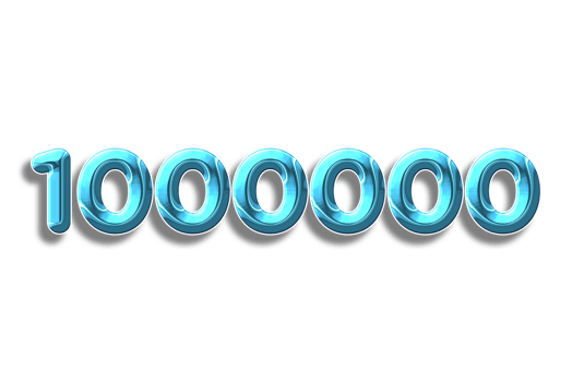 1000000 subscribers celebration greeting Number with plastic design png
