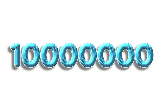 10000000 subscribers celebration greeting Number with plastic design png