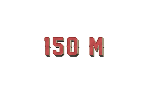 150 million subscribers celebration greeting Number with retro design png