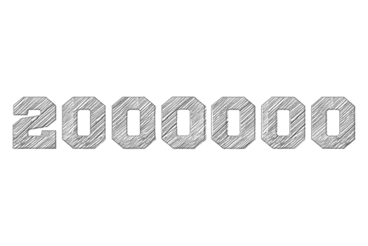2000000 subscribers celebration greeting Number with pencil sketch design png