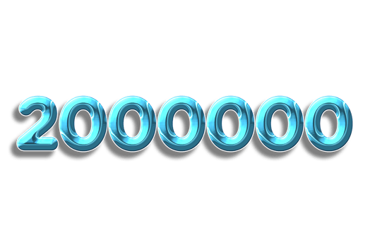 2000000 subscribers celebration greeting Number with plastic design png