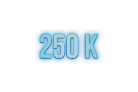250 k subscribers celebration greeting Number with bannerneon design png