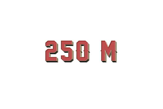250 million subscribers celebration greeting Number with retro design png