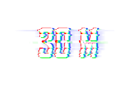 30 million subscribers celebration greeting Number with glitch design png