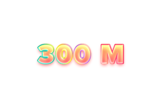 300 million subscribers celebration greeting Number with candy color design png