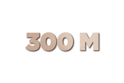 300 million subscribers celebration greeting Number with card board design png