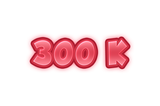 300 k subscribers celebration greeting Number with red embossed design png