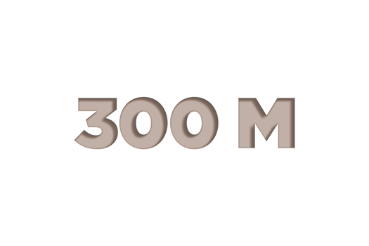 300 million subscribers celebration greeting Number with engrave design png