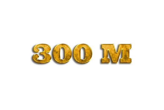 300 million subscribers celebration greeting Number with gold design png