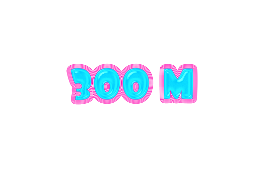 300 million subscribers celebration greeting Number with jelly design png