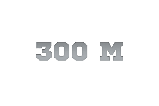 300 million subscribers celebration greeting Number with metal engriving design png