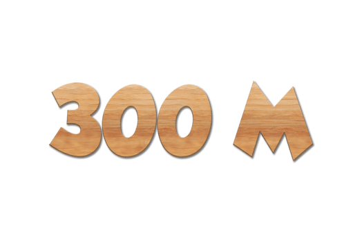 300 million subscribers celebration greeting Number with oak wood design png