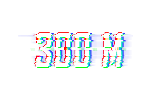 300 million subscribers celebration greeting Number with glitch design png