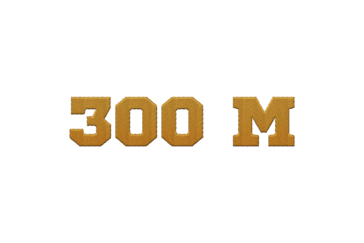 300 million subscribers celebration greeting Number with embroidery design png