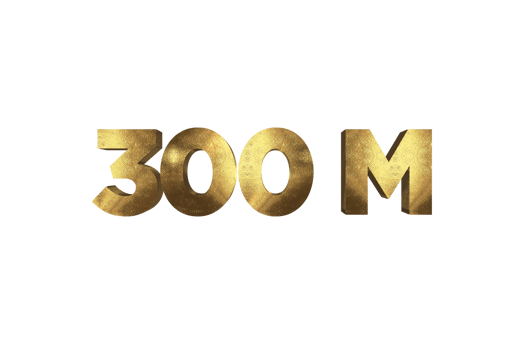 300 million subscribers celebration greeting Number with gold design png